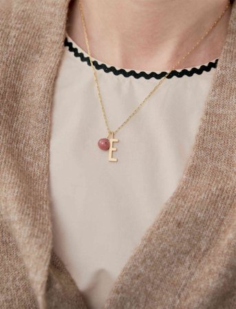 Design Letters Stone Drop Charm - Red - 8 MM