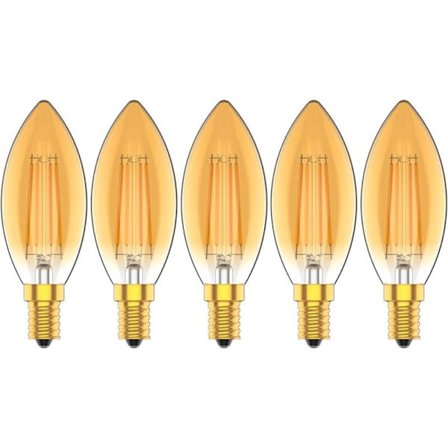 LED-kynttilälamput E14 4W, hehkulampun vastaavuus 30W, 2200K lämmin valkoinen, 300lm, Cri80+, pieni kierrekanta, kattokruunu LED-lamput, 5 kpl