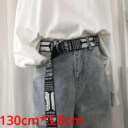 Kvinnor Canvas Rutigt Bälte Kvinnlig Rutbräde Bälte Casual Midja Svart Vit Rutig Dubbel D Ring Spänne Långa Bälten 357 112-Black Free Size