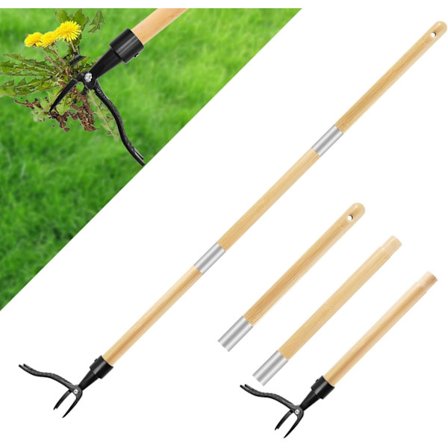 Manuel Ukrudtsfjerner med Langt Håndtag, Ukrudtsudtrækker med 4 Kløer og Fodpedaler, Ukrudtsfjerner uden at Bøje eller Knæle for at Fjerne Mælkebøtter