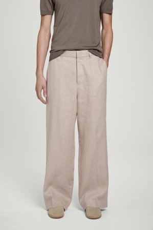 COS Homme Pantalon Large Et Fluide En Lin in Beige