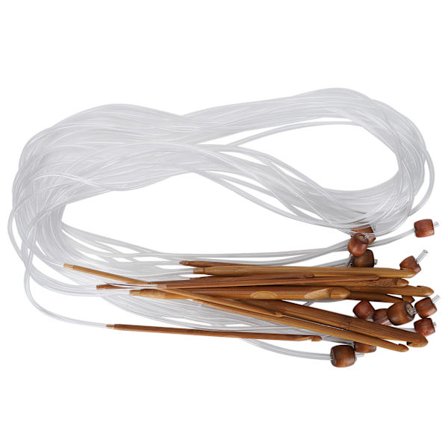 12st Rundstickor Dubbelspetsiga Bamburörskontakt Virknålstillbehör (Kolsyrat Vitt Rör 120cm)