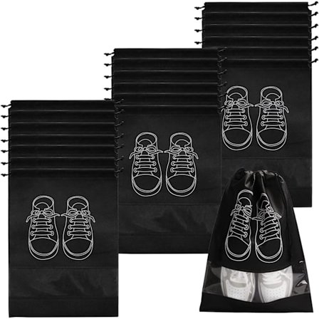 20 stk. - Sort - Rejseskopose, Vandtæt og støvtæt fleece sko