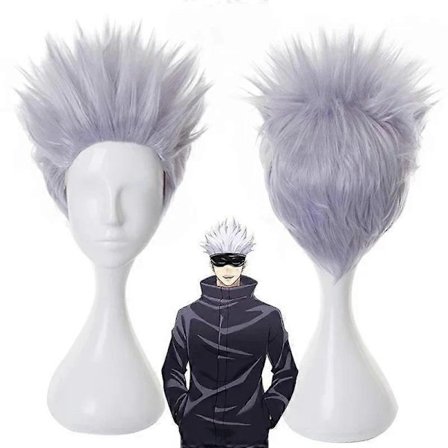 Anime Jujutsu Kaisen Gojo Satoru Cosplay Kostyme Øyelapp Parykker Briller Dress Halloween Kostymer for Menn-Perfet