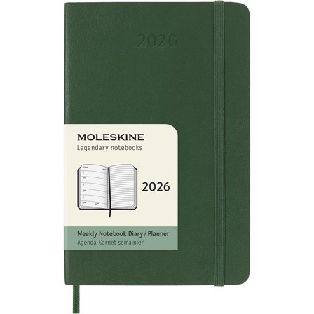 Moleskine Kalender 12M Weekly Notebook 2026 Softcover Pocket Myrtle Green
