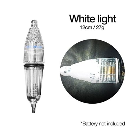 LED Fiskelampe Agn Lys HVIT 12CM