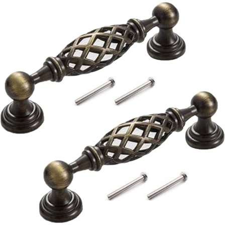 2 stk. dørhåndtag - Bronze Metal Birdcage Antique Dørhåndtag