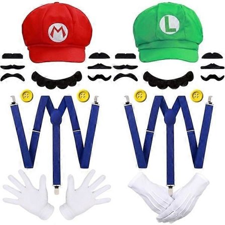 Super Mario Bros. Mario och Luigi Hattar Kepsar Mustascher