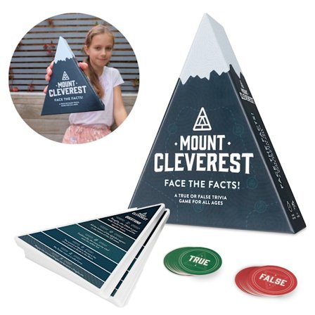 MOUNT CLEVEREST Sant eller Usant Trivia Spill - Morsomt Familie Kortspill Ideelt for Voksne og Barn, for Alle Aldre