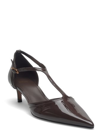 Mango Kitten-Heel Patent Leather Shoes - Brown - 37