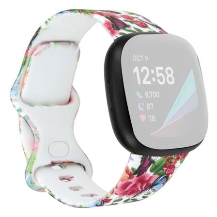 Ainutlaatuinen kuvio silikonikellonauhassa Fitbit Versa 3:lle - Kukkakimput / Koko: L Multicolor