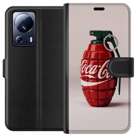 Kompatibel Tegnebogsetui til Xiaomi Xiaomi 13 Lite Kunstnerisk illustration af Coca Cola granatæble i rødt og grønt, pop art inspireret motiv med l