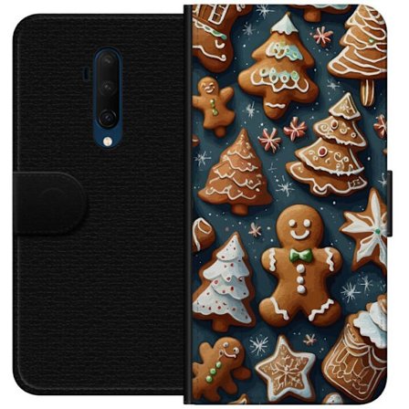 Kompatibelt Lommeboketui til OnePlus OnePlus 7T Pro Pepperkakekaker formet som trær, menn og stjerner dekorert med glasur i et koselig vintermønster