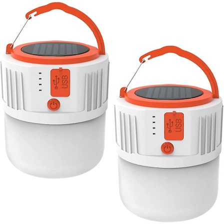 2 kpl Aurinkoenergialla Toimivaa Leirintävaloa, Latautuva, Vedenkestävä Ja Kirkas Kannettava Telttalamppu, Käytetään Vaellukselle/Leirintään/