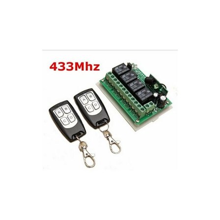 433mhz Dc 12v 4-kanals trådløs fjernbetjening Langdistance Rf relækontakt 2 sender + 1 modtager til garageport
