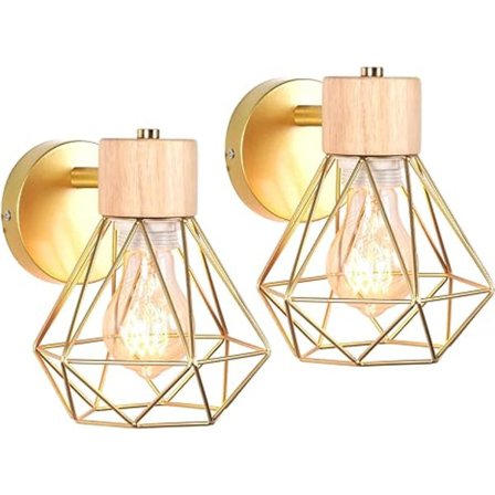 2 stycken vintage vägglampa 16 cm vägglampa industriell design geometrisk bur lampskärm