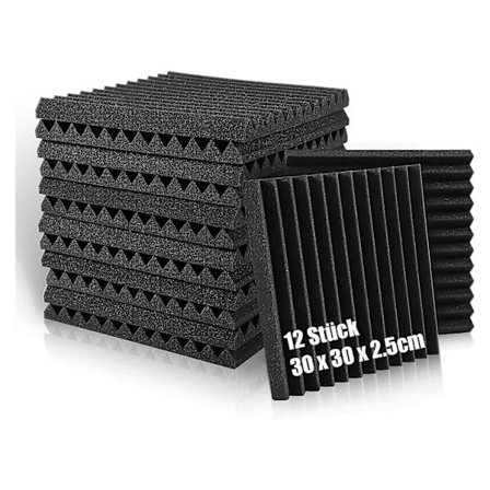 12 stk akustiske skumplater, akustiske plater studio skumfliser med høy tetthet, brannsikker lydisolerende skumstøy
