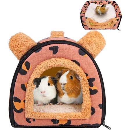 Marsvinsängshus - Grottmysig stor hamster smådjursbäddar gömställe med dyna för hamster kanin, rosa