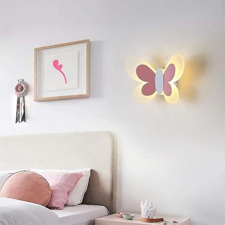 Sommerfugl LED væglampe til børneværelsesindretning - Sød og hyggelig natlampe (varm hvid, pink og hvid)