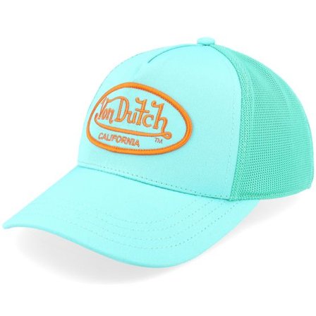 Von Dutch - Blå trucker Keps - Kids Oval Patch Green/Turquoise Trucker @ Hatstore