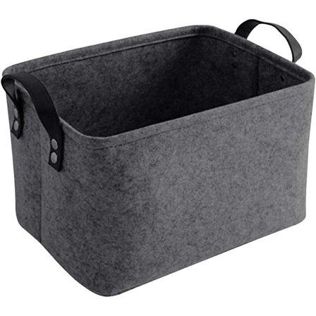 Fällbar förvaringskorg i filt för kläder (mörkgrå, 20X33X23CM)