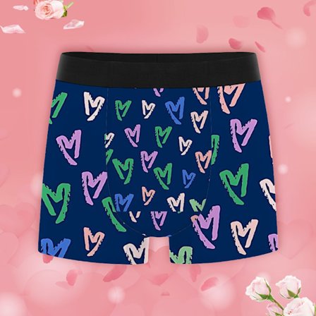 Romanttiset sydänkuvioiset miesten bokserit Nopeasti kuivuvat alushousut, täydelliset arkeen ja lahjaksi