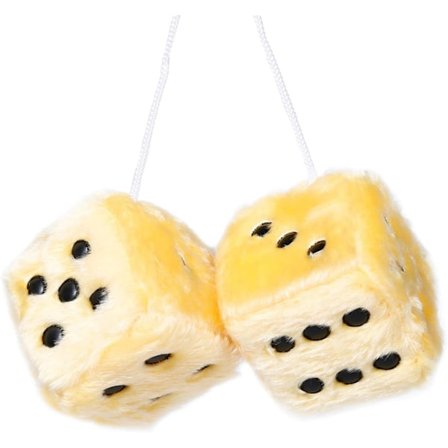 Par med retro firkantet speilhengende par fuzzy plysjterninger med prikker for bilinnredning Ornament Dekorasjon (gul)