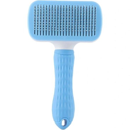 1 stk Blå Kjæledyrbørste for Hårfjerning, Rengjøringsbørste for Kjæledyrhår med Hårfjerningsknapp, Verktøy for Hårfjerning for Kjæledyr, Mass...