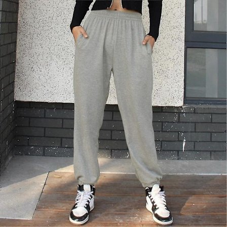 Elastiske baggy-bukser med høy midje for kvinner