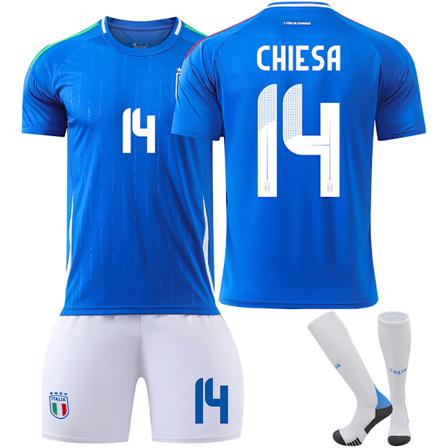 25. Italian Blue No. 14 Chiesa Jalkapallopaita Lapsille ja Aikuisten Fanille No. 14 Chiesa L(175-180CM)