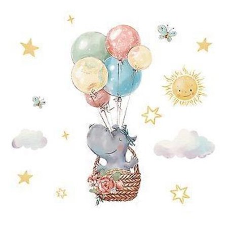 Et sett med kreative flodhest stjerner ballonger veggklistremerke, veggklistremerke