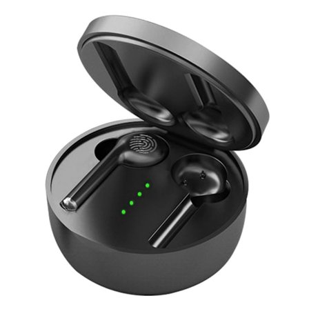 Bluetooth 5.0 in-ear-hörlurar med laddningsbox, brusreducerande svart