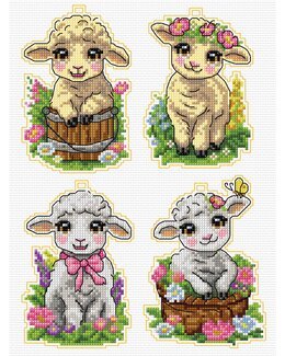 Plast canvas Får 4-pak - Orchidea