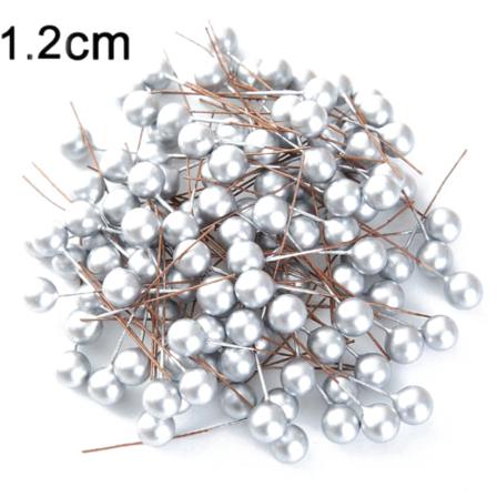 50st/lot Mini Plast Bär Konstgjord Blomma Röd Körsbär Silver