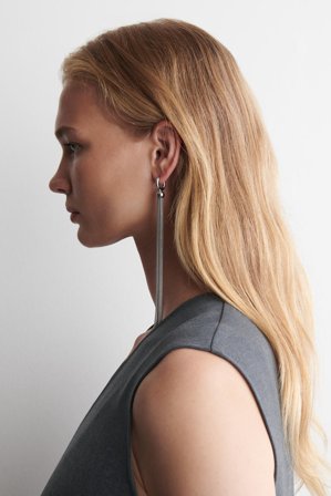 COS Women's Elongated Tasselled Earrings in Silver-coloured