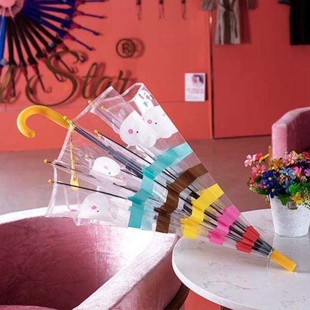 Transparent Paraply Tegneserie Langt Håndtak Paraply For Barn