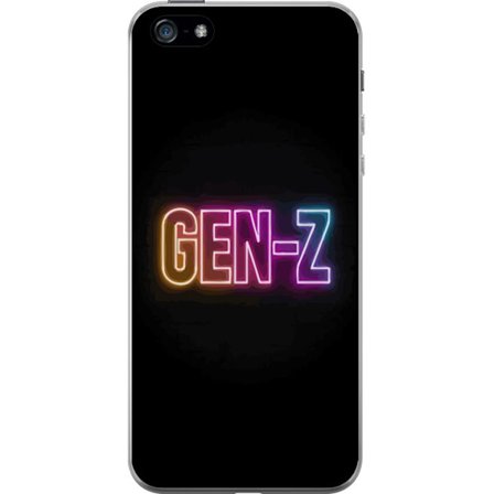 Yhteensopiva Puhelinkuori Apple Apple iPhone 5 Neontext Gen Z värikkäässä valossa tummaa taustaa vasten modernissa digitaalisessa tyyliissä