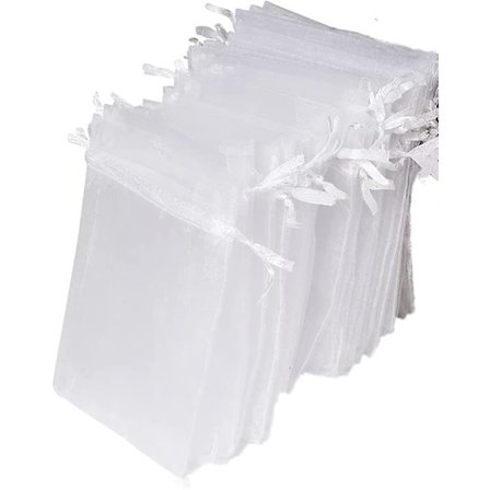 100 stk Organzaposer, Hvite Organza Gaveposer, 7x9cm Små Gaveposer Til Fest