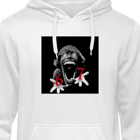 Hoodie 67 meme skrekk ansikt svart rød skrekkdesign seks syv meme viral trend ikonisk utseende