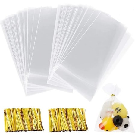 200st klara cellofanpåsar, 10x15cm klara cellofanpåsar Metallslipsar Godispåsar OPP-påsar Chokladgodis Plastpåsar