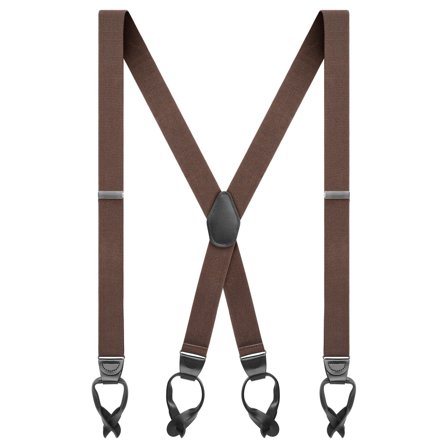 Vexel | Klipsové široké traky v tmavohnedej farbe v dizajne X pre mužov - Gombíkové traky