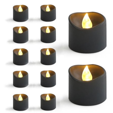 12 stk LED telys uten flamme – batteridrevne lys med realistisk flammelys for Halloween og festdekorasjon_TF_TF