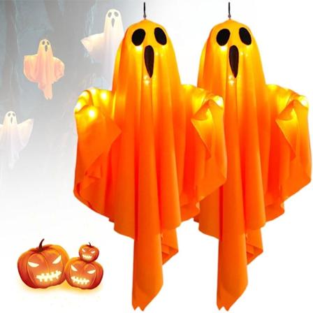 Halloween-spöken Dekorationer Hängande Upplysta Spöken, Halloween-spöken Dekorationer med Läskiga LED-Ljus Spöken Hängande Dekoration