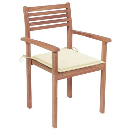 Vidaxl Trädgårdsstolar Med Gräddvita Dynor 4 St Massiv Teak Creme