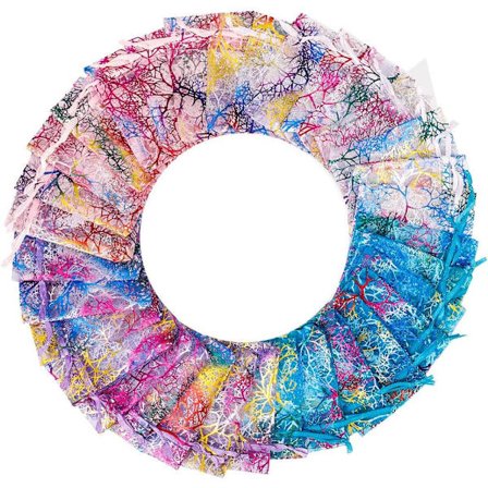 100 st Organzapåsar, 7 X 9 Cm Korallmönster, Present till Bröllop