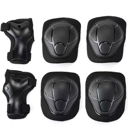 Beskyttelsessæt til børn og voksne - Knæbeskyttere, Albuebeskyttere, Håndledsbeskyttere Black