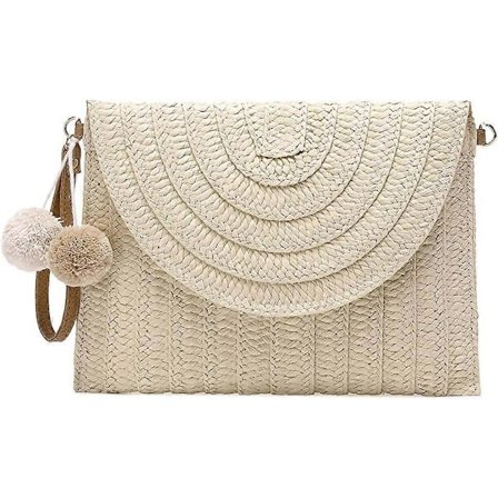Skulderveske i strå for kvinner, stråclutch, moteriktige damevesker, crossbody-vesker, vevd konvoluttveske for sommerstranden