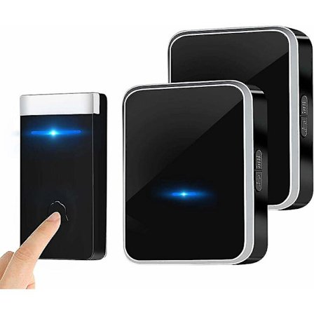 [Ingen batterier nødvendig] Trådløs dørklokke, vandtæt dørklokke elektronisk klokkekit med 2 stik