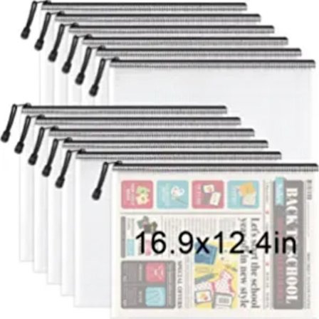 12 stk. sorte lynlås mesh filtaske, transparent taske, fortykket