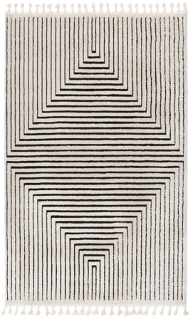 Larache Alfombra - Blanco Crema/Negro 200X300 En Estilo Moderno